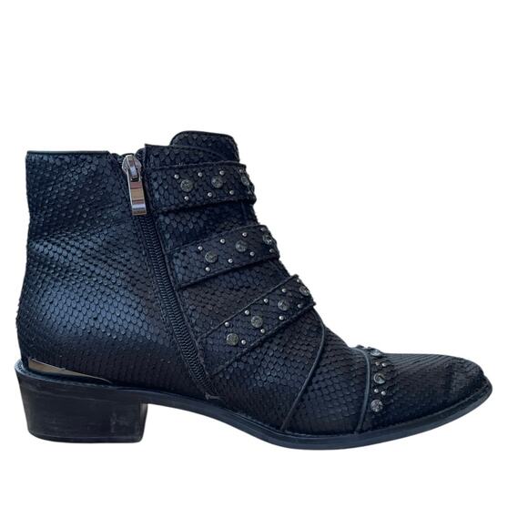 Alma en Pena Black Leather Buckle Ankle Boots Studded Style (EU 40 / US 9.5) - Picture 6 of 12